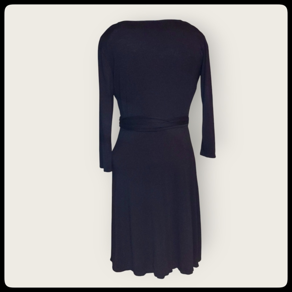 Max Studio Black Wrap Robe Dress - Picture 3 of 9